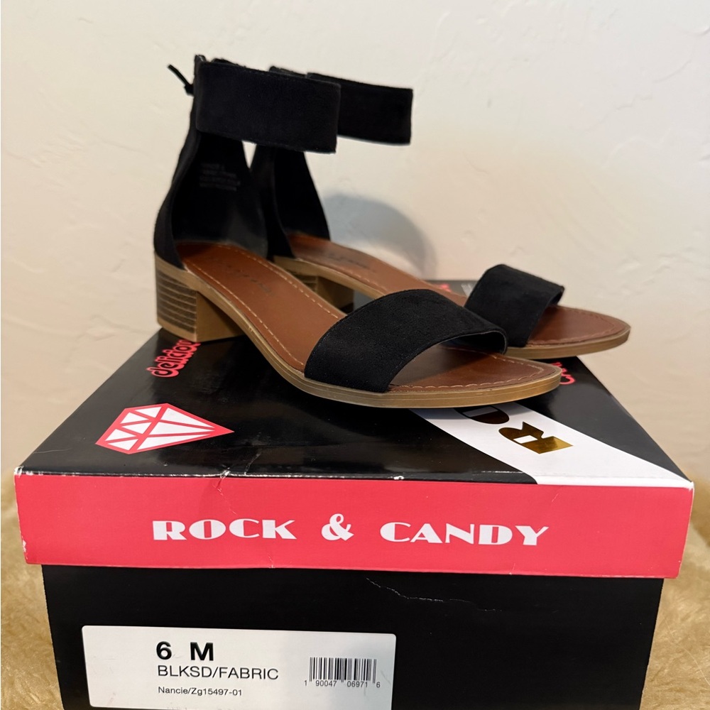 Rock & Candy Black Ankle Strap Sandals
